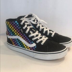Vans Filmore Black Suede and Multicolor Mini Checkered High-Tops Sneakers